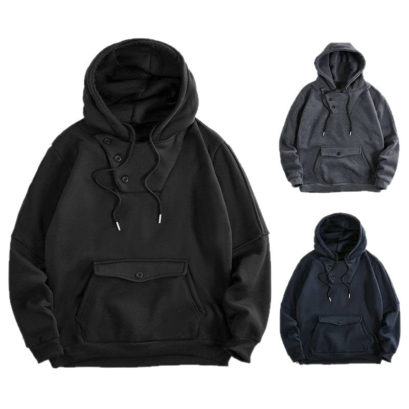 Herren lässiger Kapuzenpullover mit Knopfdetails und praktischen Taschen EB