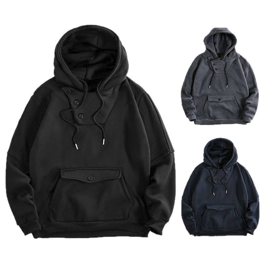 Herren lässiger Kapuzenpullover mit Knopfdetails und praktischen Taschen EB