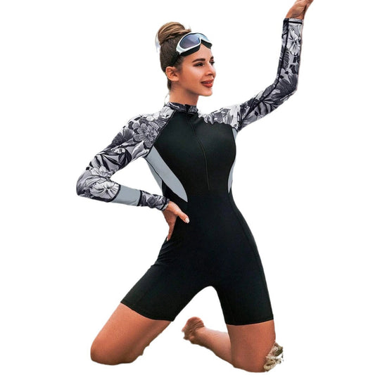 Damen Surfanzug mit langem Arm und floralem Design EB