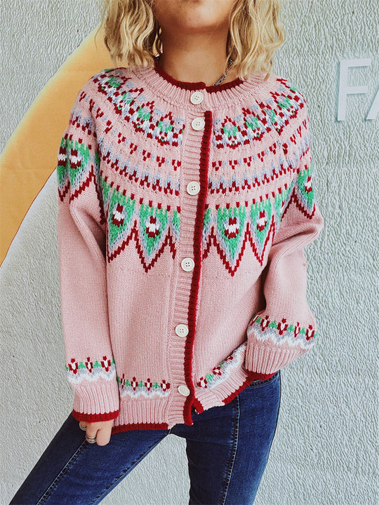Damen Strickjacke mit festlichem Muster und hochwertiger Verarbeitung EB