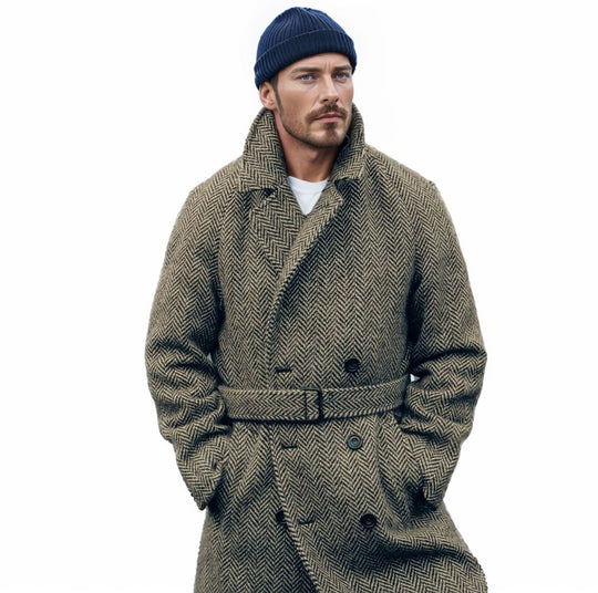 Herren eleganter Dufflecoat mit modernen Details und praktischen Taschen EB