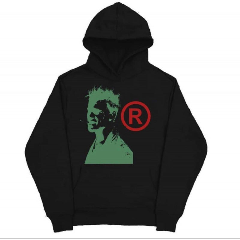 Unisex nan Kapuzensweatshirt mit Used-Frontdruck und Kängurutasche EB