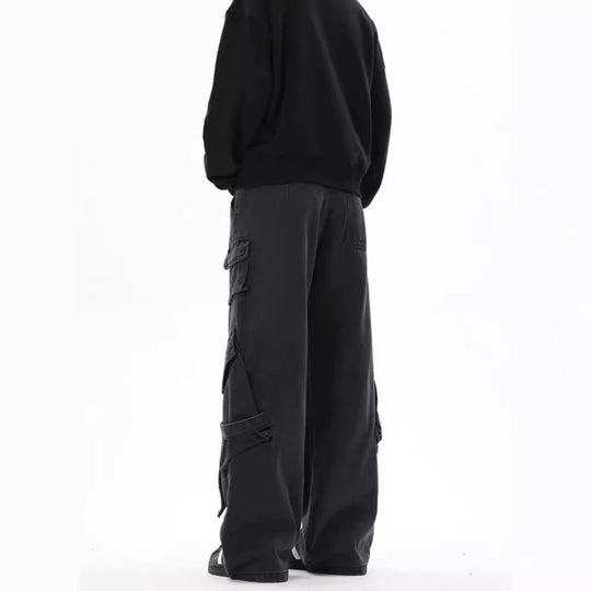 Damen Weite Cargo-Hose mit tiefem Schritt und praktischen Seitentaschen EB