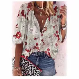 Damen Transparente Bluse mit floralen Stickereien und übergroßem Schnitt EB
