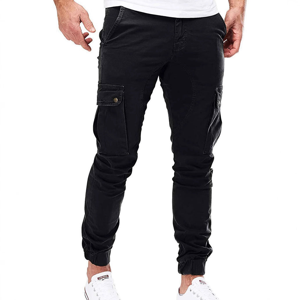 Herren Cargo-Hose mit elastischen Bündchen und multifunktionalen Taschen EB