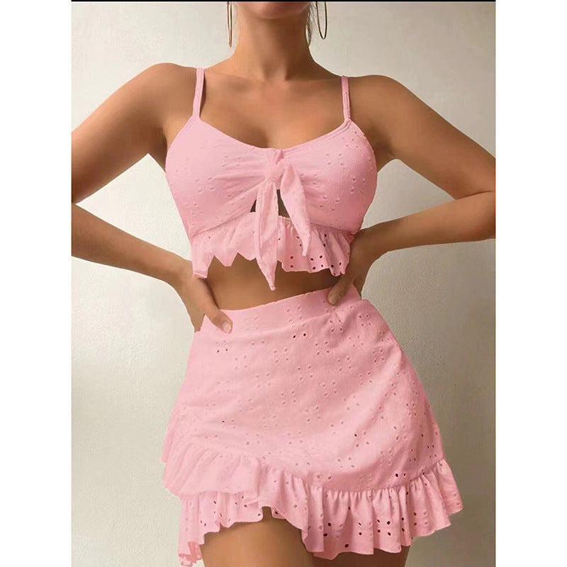 Damen Top und Rock-Set mit Rüschendetails EB