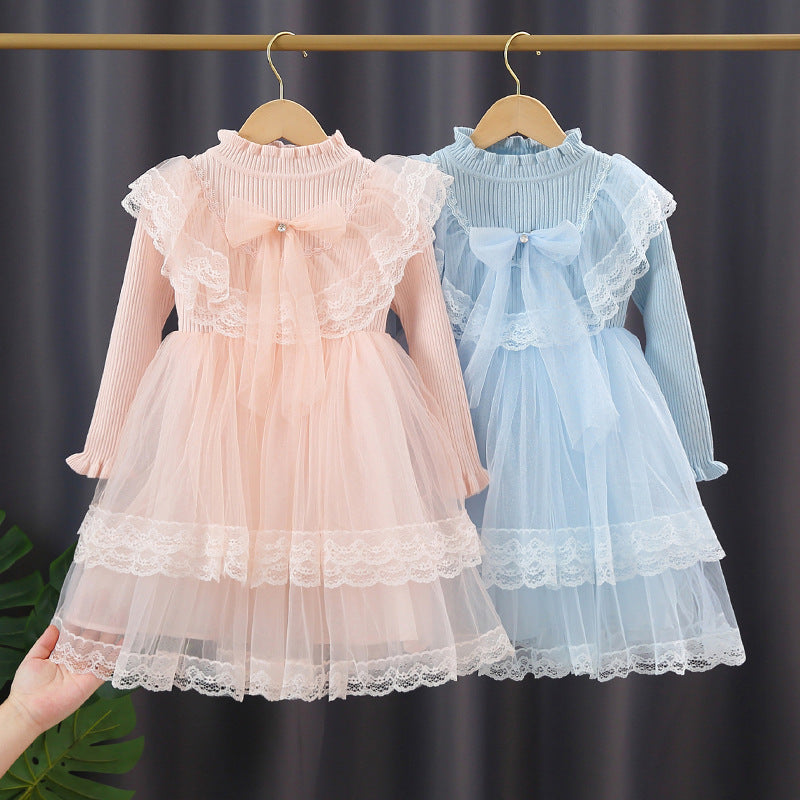 Mädchen Festliches Kleid mit Rüschenkragen und Tüllrock EB