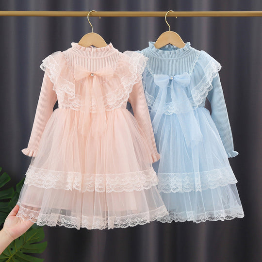 Mädchen Festliches Kleid mit Rüschenkragen und Tüllrock EB
