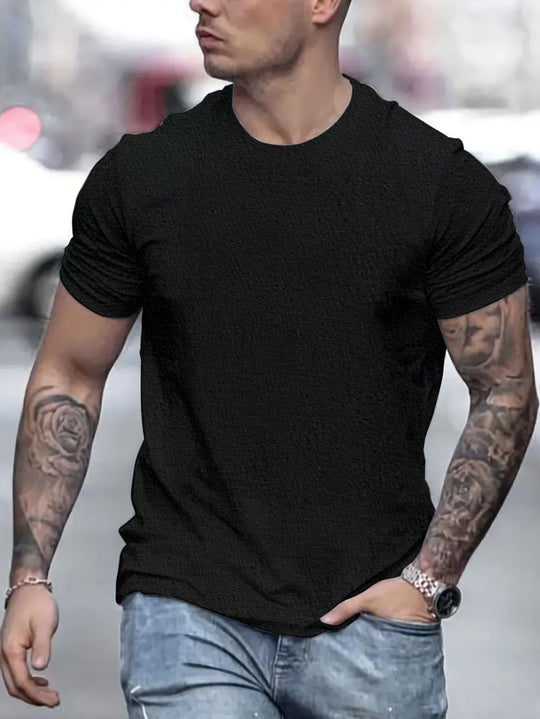 Herren lässiges T-Shirt mit strukturierter Oberfläche und bequemem Schnitt EB