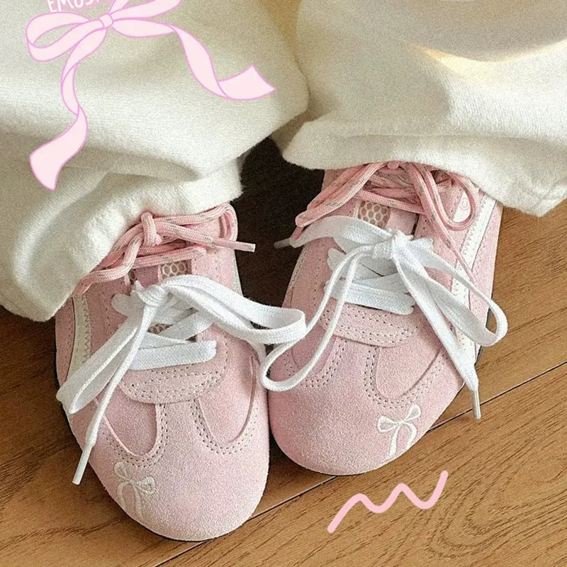 Damen Bequeme Sneaker mit dekorativer Schleife und atmungsaktiver Mesh-Oberfläche EB