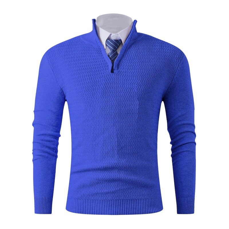 Herren Strickpullover mit modernem Stehkragen und strukturiertem Design EB