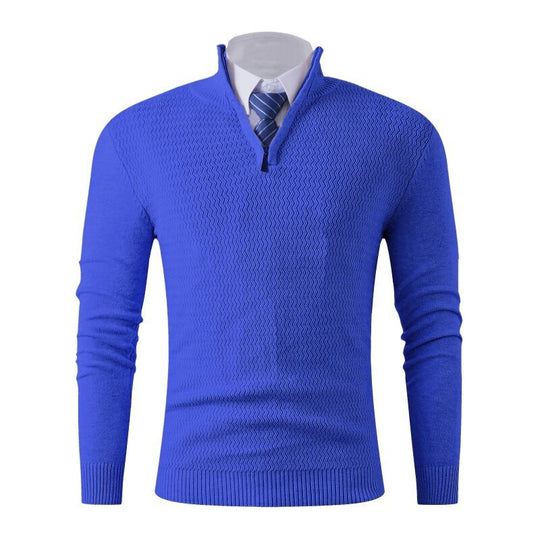 Herren Strickpullover mit modernem Stehkragen und strukturiertem Design EB