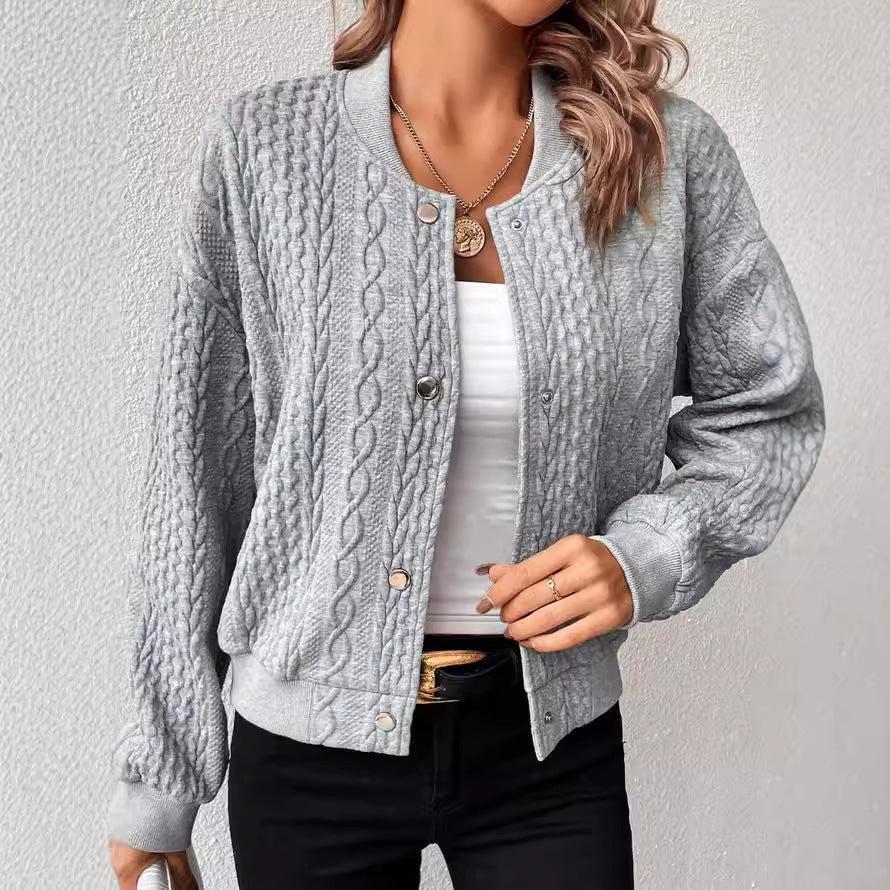 Damen Lässige Strickjacke mit strukturierter Oberfläche und Knopfleiste EB