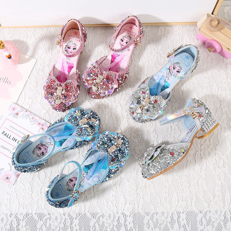 Mädchen Glitzernde Ballerinas mit Blumen- und Strassverzierung EB