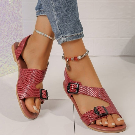 Damen Komfortable Riemchen-Sandalen mit modischem Lochdesign EB