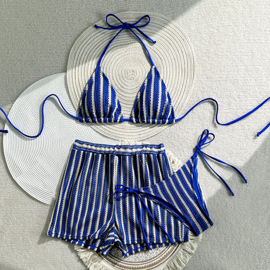 Damen Triangel-Bikini-Set mit modischem Hosenrock EB