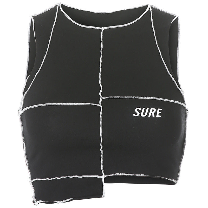 Damen Crop-Top mit kreativem Schnitt und kontrastierenden Nähten EB