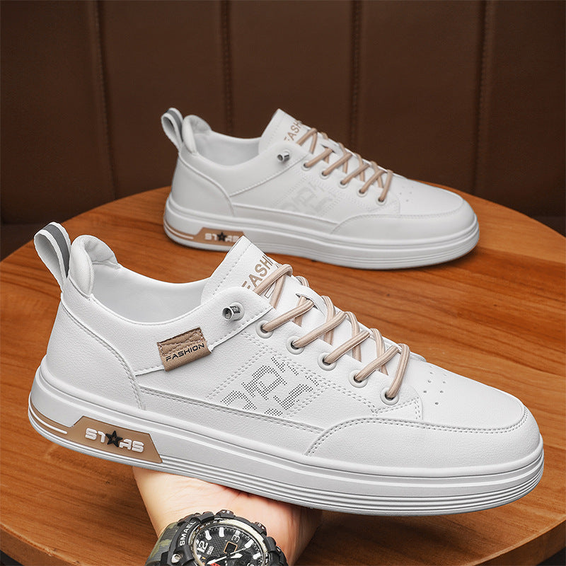 Herren minimalistische Kunstleder-Sneaker mit belüfteter Zehenperforation und gepolsterter Fersenschlaufe EB