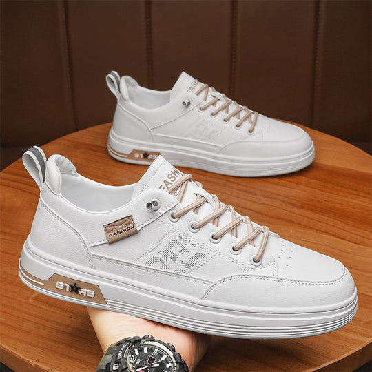 Herren minimalistische Kunstleder-Sneaker mit belüfteter Zehenperforation und gepolsterter Fersenschlaufe EB
