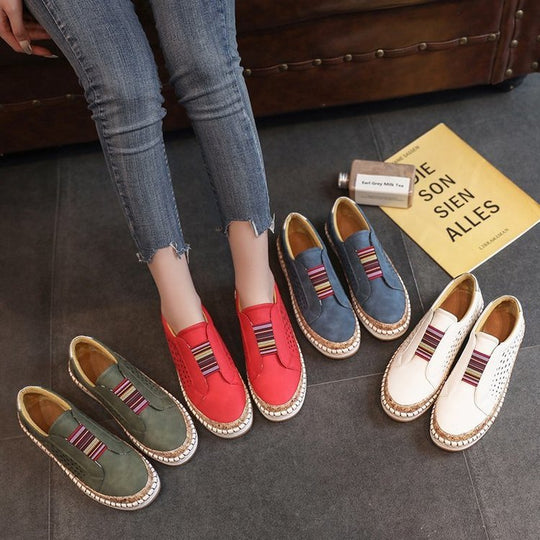 Damen Slip-On Sneakers mit atmungsaktivem Obermaterial und Jute-Detail EB