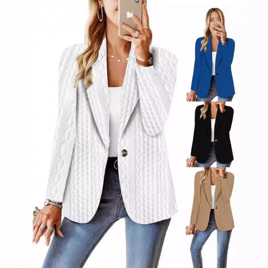 Damen Eleganter Strickblazer mit strukturierter Oberfläche und lässigem Schnitt EB