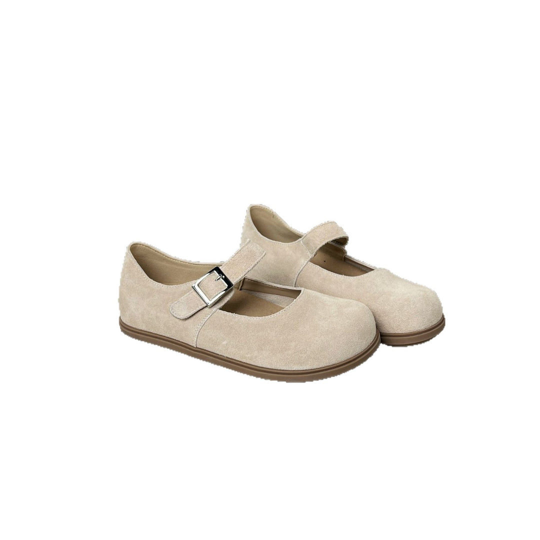 Damen Komfortable Halbschuhe mit verstellbarem Riemen und weichem Wildleder EB