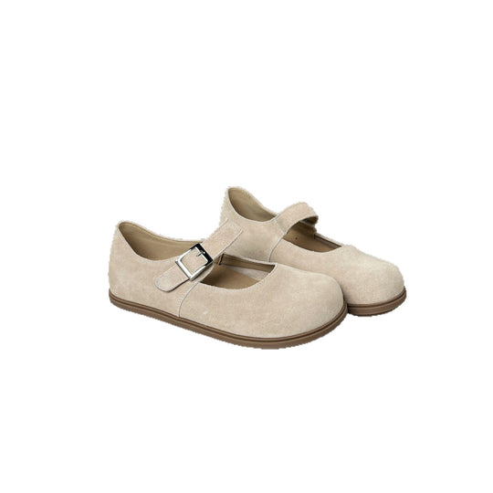 Damen Komfortable Halbschuhe mit verstellbarem Riemen und weichem Wildleder EB