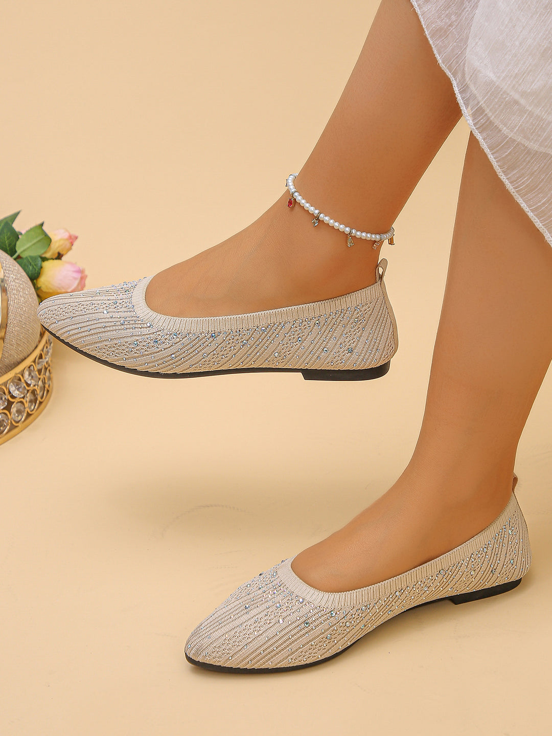 Damen Ballerinas mit funkelndem Glitzerdesign EB