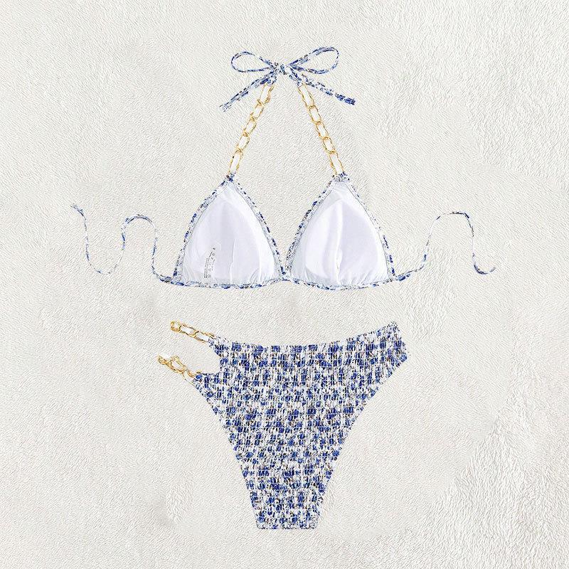 Damen Bikini-Set mit elegantem Ketten-Detail und floralem Muster EB