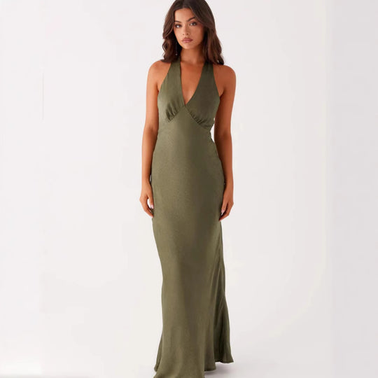 Damen Elegantes Wickelkleid mit V-Ausschnitt und schmalem, fließendem Schnitt EB