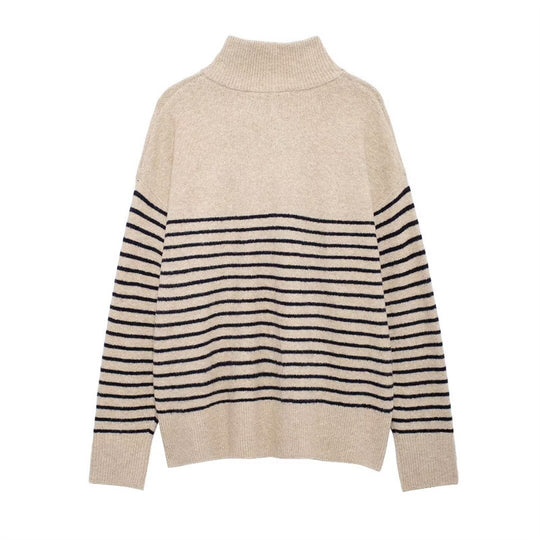 Damen Strickpullover mit hochgeschlossenem Kragen und Knopfdetails EB