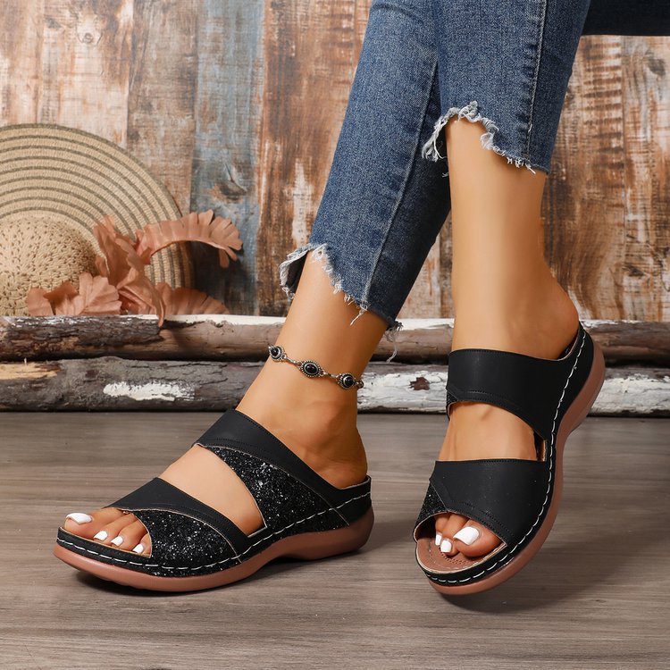 Damen Komfortable Clogs mit modischen Querriemen und ergonomischem Fußbett EB