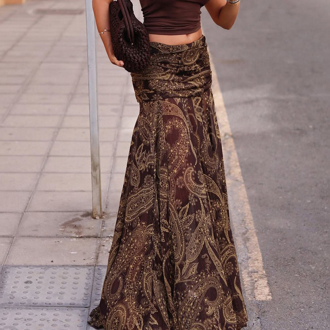 Damenrock mit asymmetrischem Saum und Paisleymuster EB
