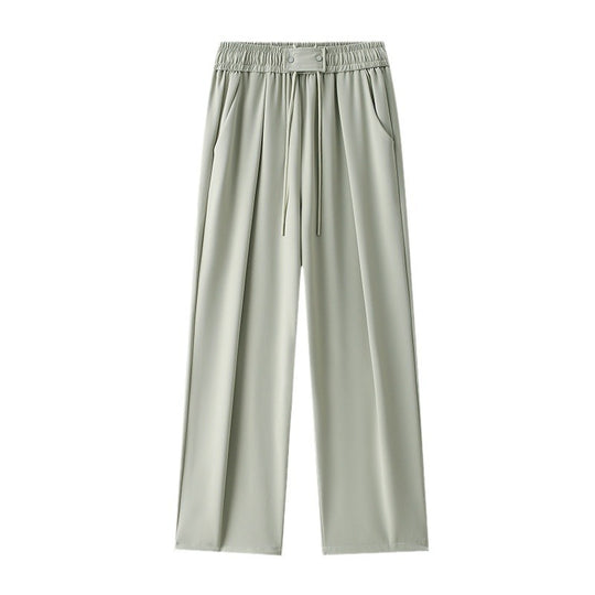 Damen Weitgeschnittene Freizeithose mit elastischem Bund und verstellbarem Kordelzug EB
