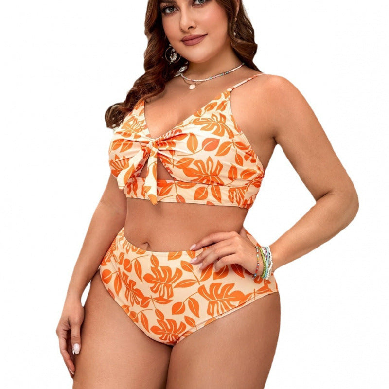 Damen Bikini-Set mit floralem Wickel-Top und hohem Taillenslip EB