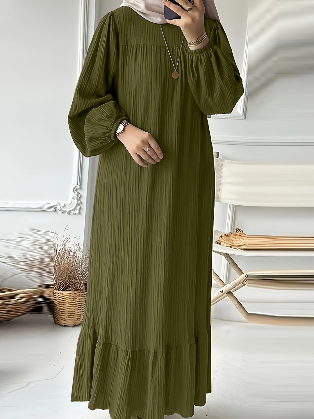 Damen Maxikleid mit waagerechtem Faltenwurf EB