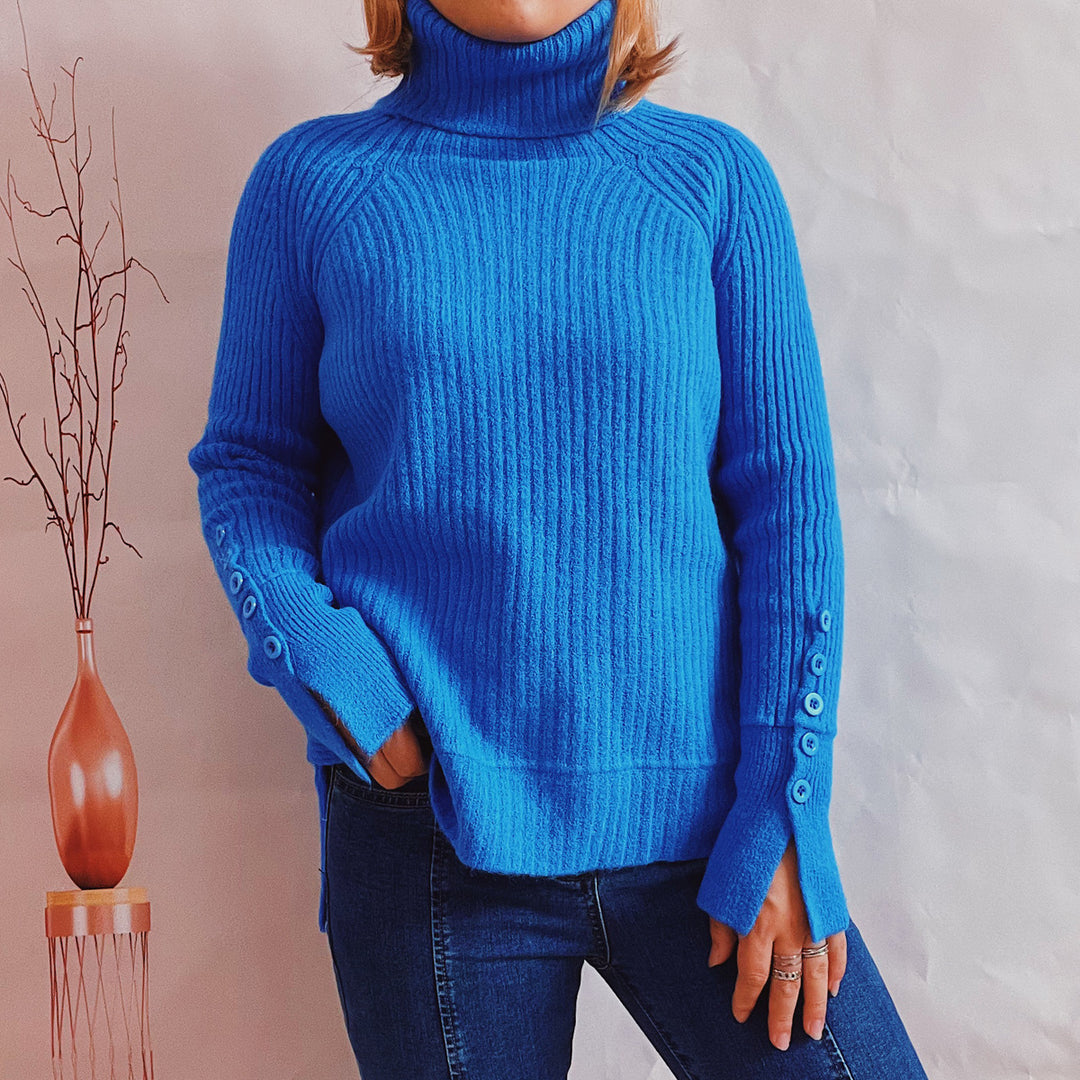 Damen Ribbed Rollkragenpullover mit elegantem Schnitt EB