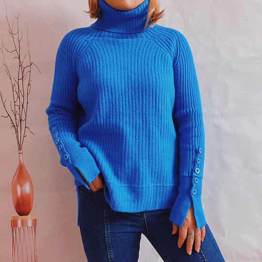 Damen Ribbed Rollkragenpullover mit elegantem Schnitt EB