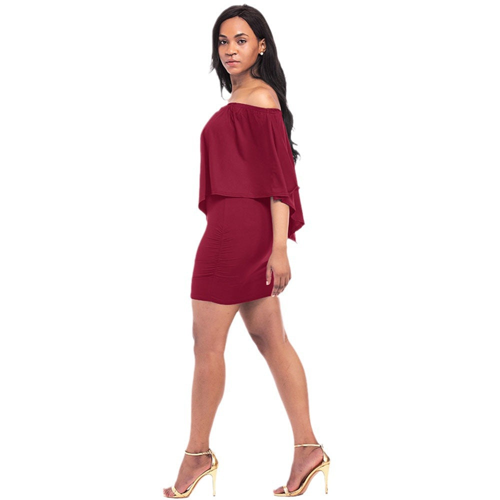 Damen Off-Shoulder Minikleid mit fließendem Oberteil und Taillenbetonung EB