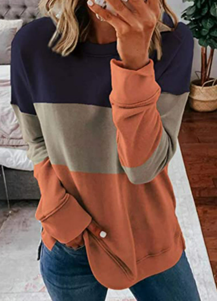 Damen Colorblock-Sweatshirt mit Rundhalsausschnitt, oversized Schnitt und dekorativen Seitenschlitzen EB