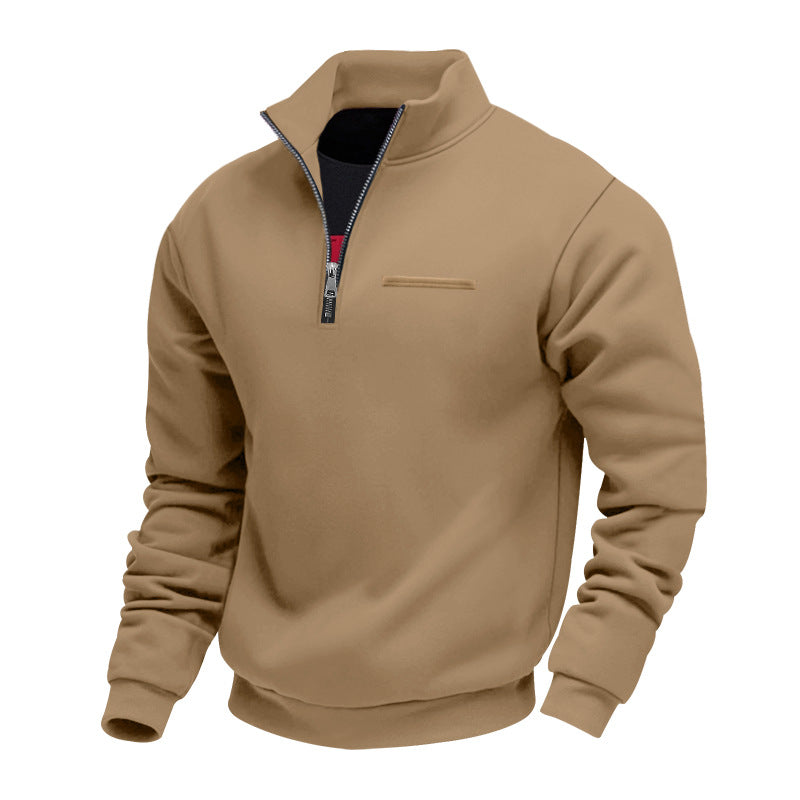 Herren nan komfortabler Halbzip Fleecepullover mit Stehkragen und elastischen Bündchen EB