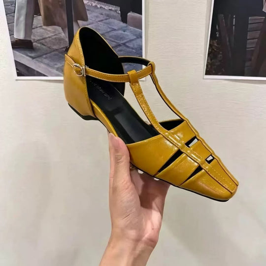Damen Schlappen mit elegantem T-Riemen-Design und komfortablem Blockabsatz EB