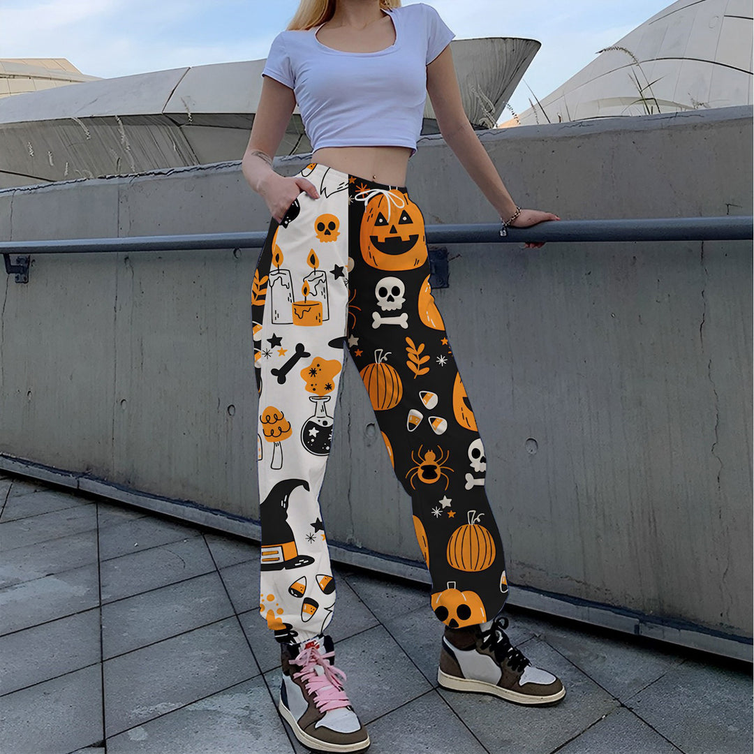 Damen Lässige Print-Hose mit herbstlichem Motiv EB