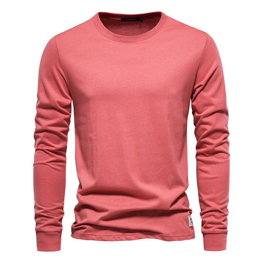 Herren nan klassisches langärmliges Baumwollshirt mit Rundhalsausschnitt und elastischen Bündchen EB