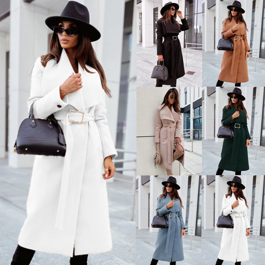 Damen eleganter Trenchcoat mit Gürtel und hochwertiger Verarbeitung EB