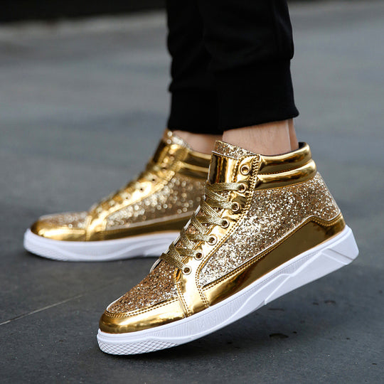 Damen Hochglänzende Sneaker mit glitzerndem Obermaterial und rutschfester Sohle EB