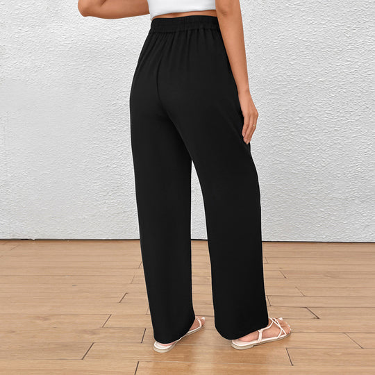 Damen Elegante Stoffhose mit hoher Taille und seitlichen Taschen EB