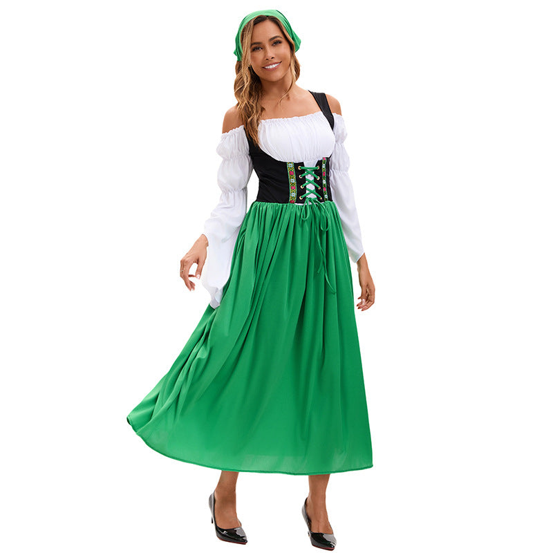 Damen nan Renaissance Dirndl Kostüm mit Schnürmieder und Carmenärmeln EB