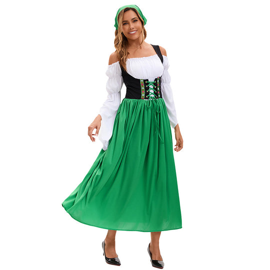 Damen nan Renaissance Dirndl Kostüm mit Schnürmieder und Carmenärmeln EB