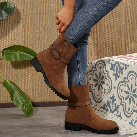 Damen modische Stiefel mit stylishen Schnallen und trendigem Design EB